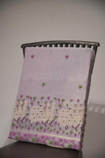 Load image into Gallery viewer, Blossom Muse Lavender Shimmer Jamdani Pichwai Unstitched Suit Set
