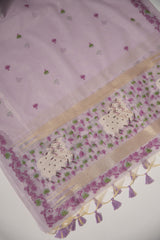 Blossom Muse Lavender Shimmer Jamdani Pichwai Unstitched Suit Set
