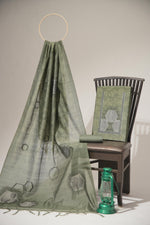 Load image into Gallery viewer, Elite Weave Green Tussar Silk Unstitched Suit Set
