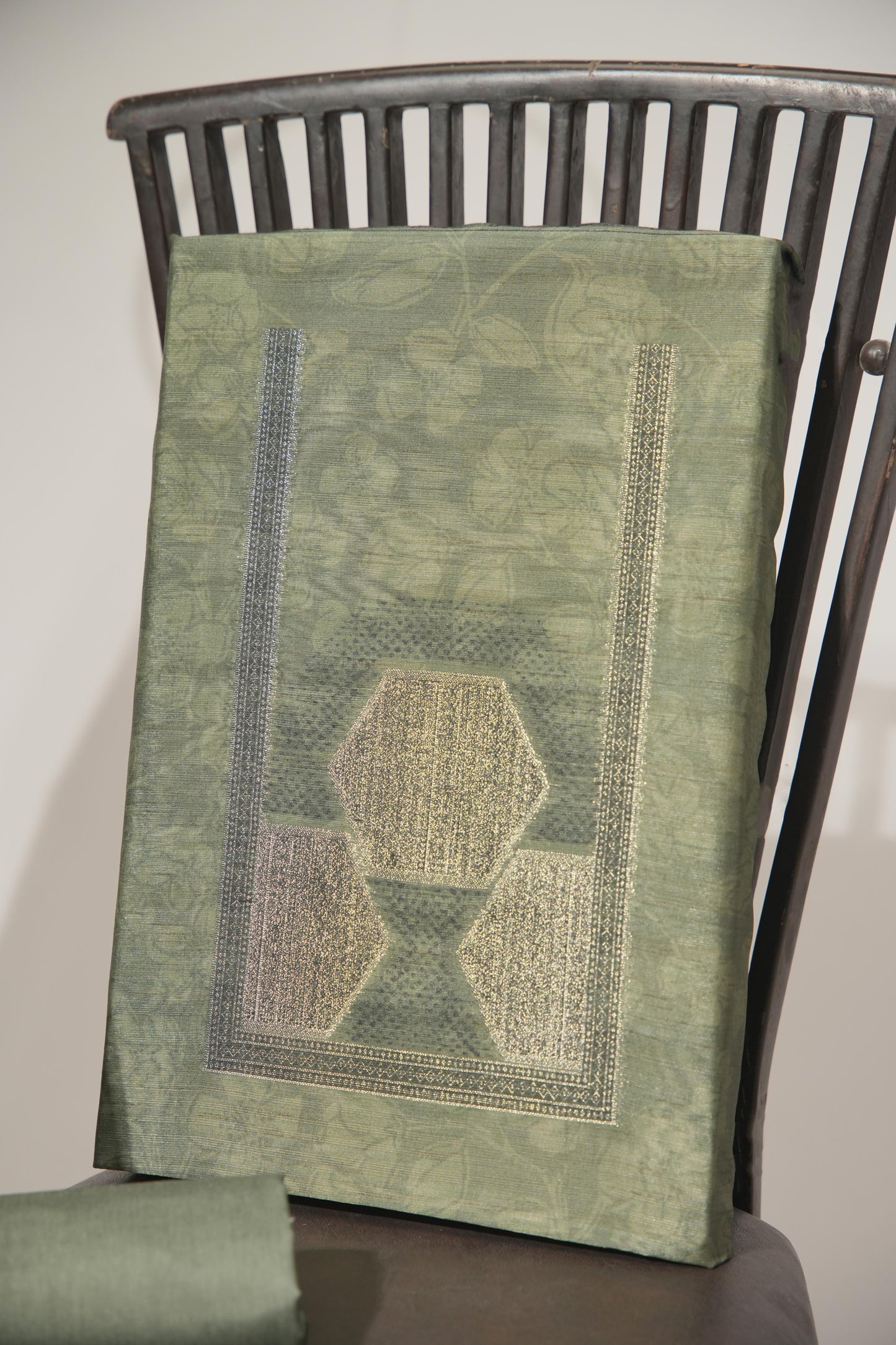 Elite Green Tussar Silk Unstitched Suit Set