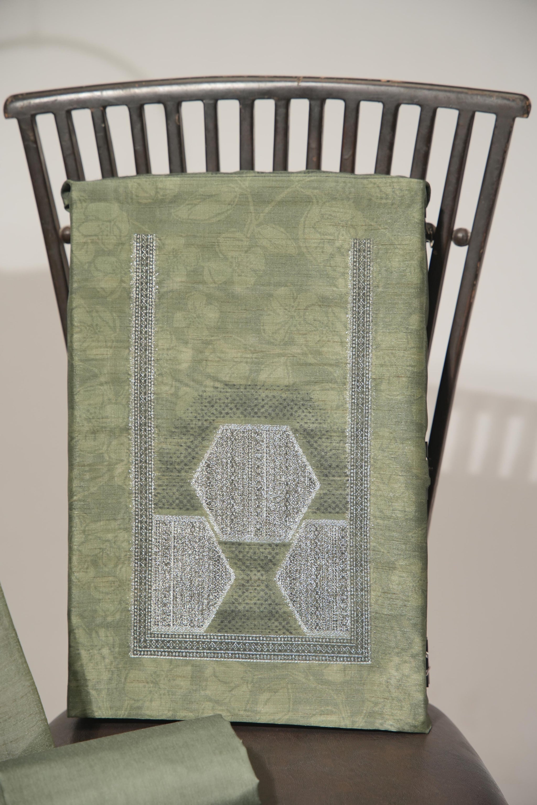 Elite Green Tussar Silk Unstitched Suit Set