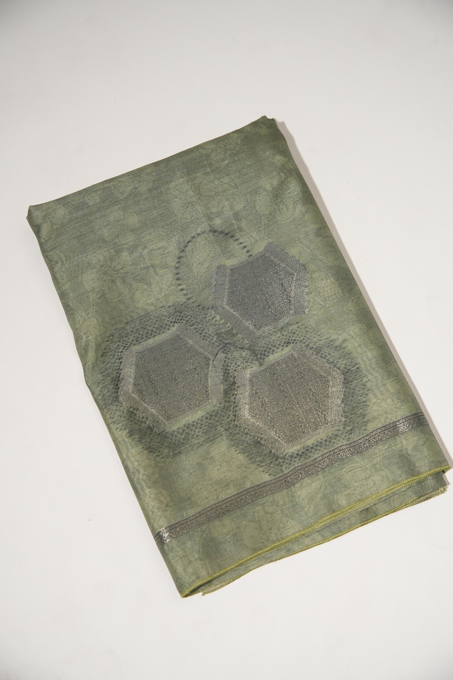 Elite Green Tussar Silk Unstitched Suit Set
