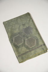Elite Green Tussar Silk Unstitched Suit Set