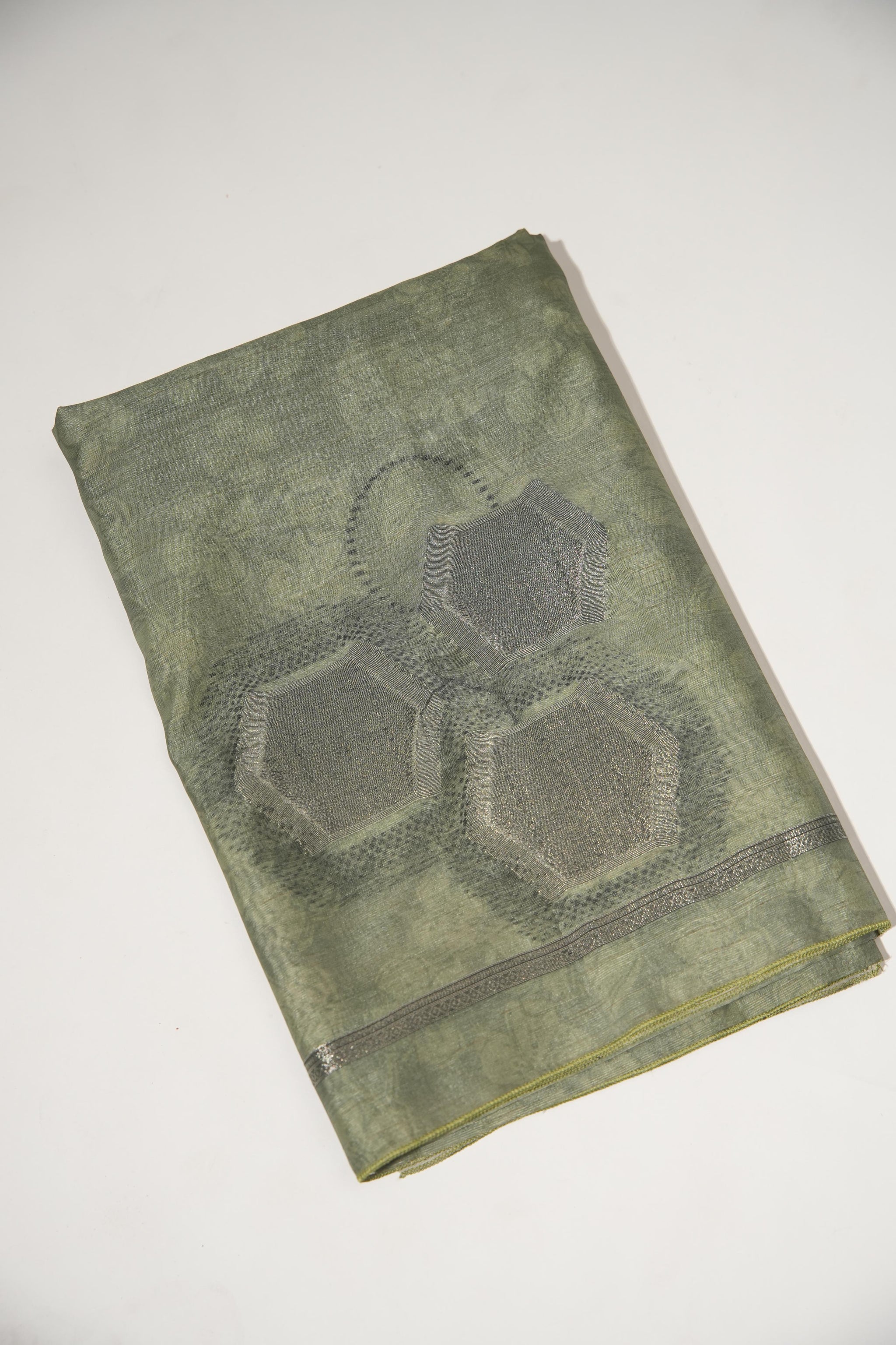 Elite Green Tussar Silk Unstitched Suit Set