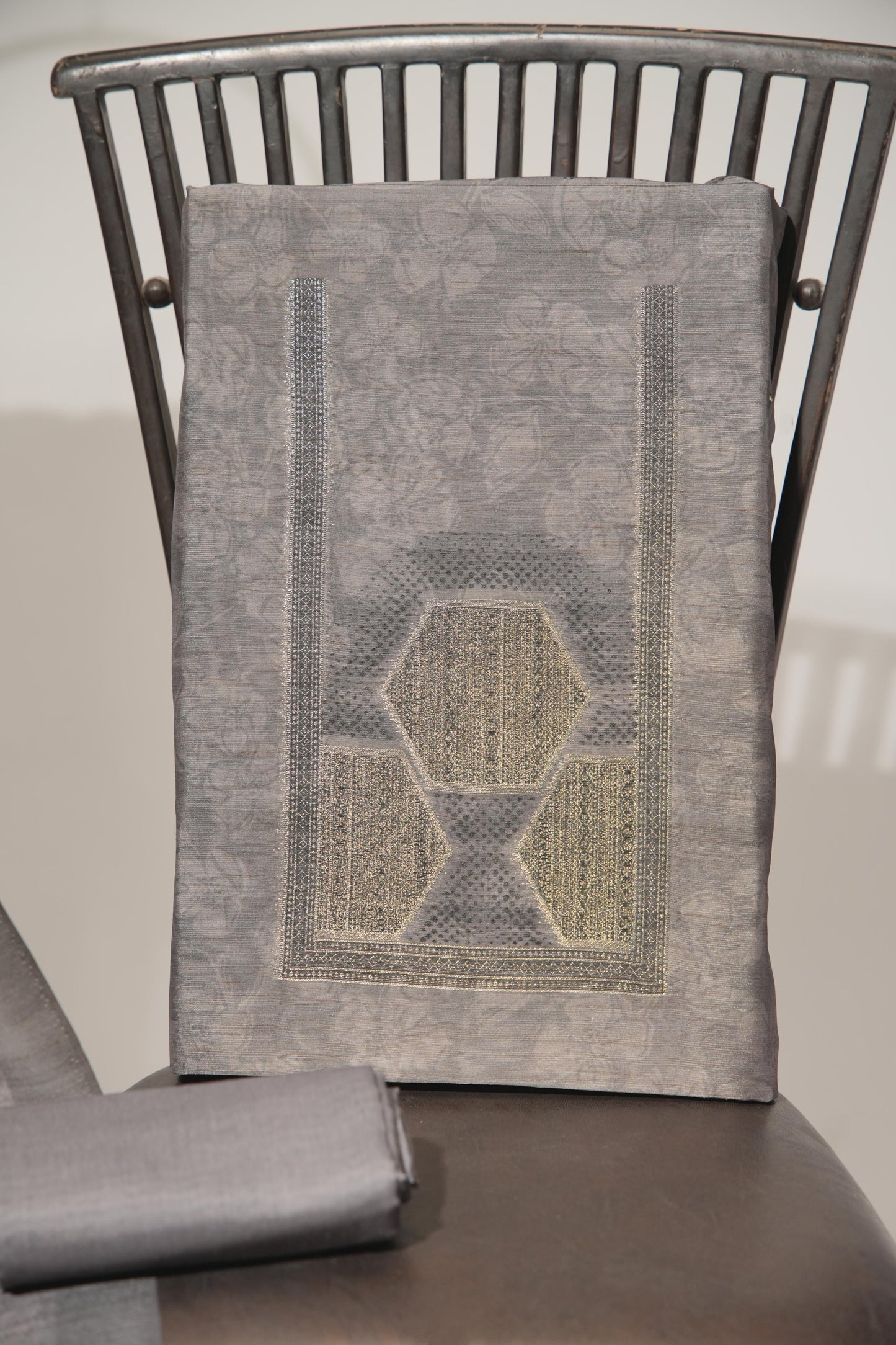 Elite Grey Tussar Silk Unstitched Suit Set