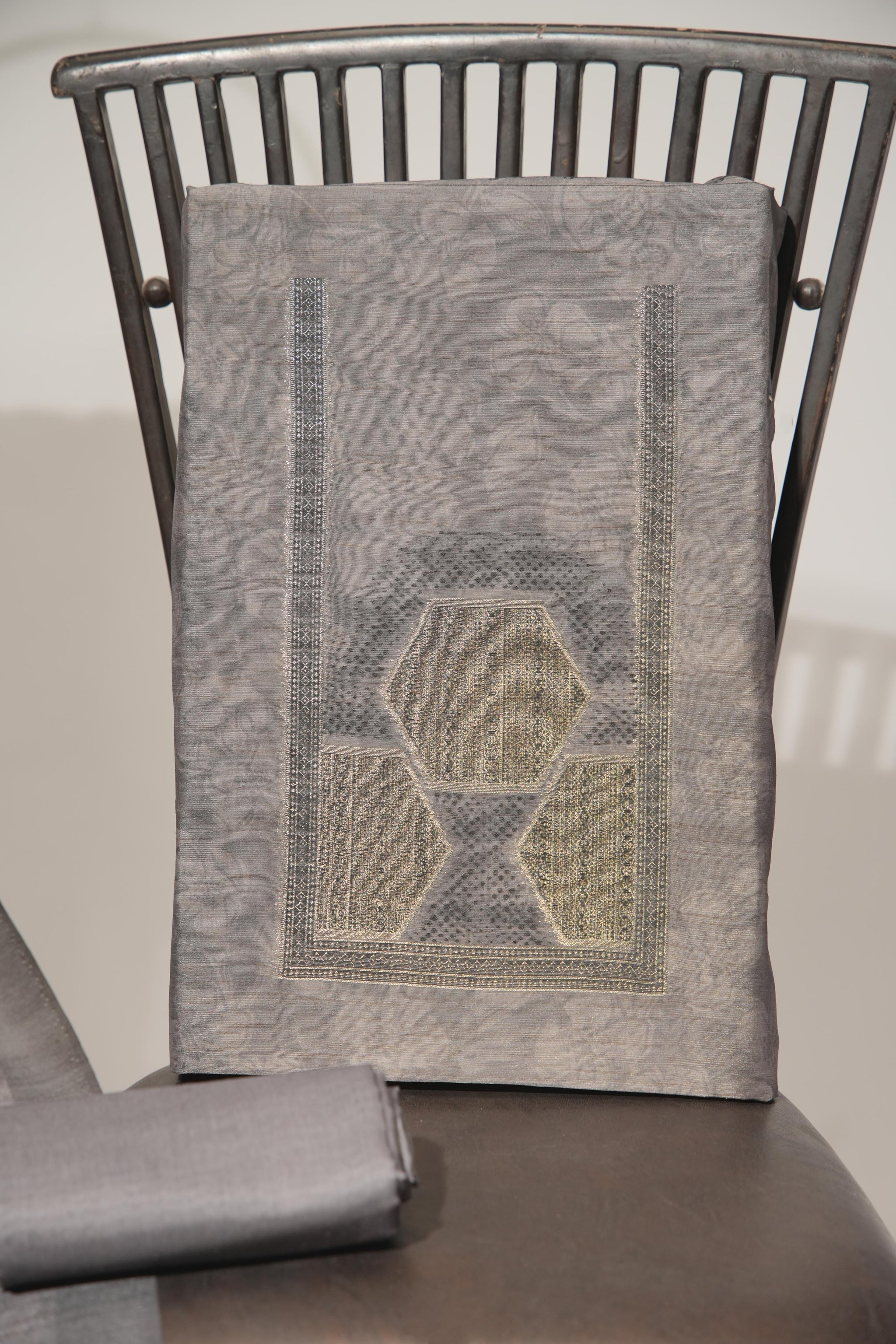 Elite Grey Tussar Silk Unstitched Suit Set