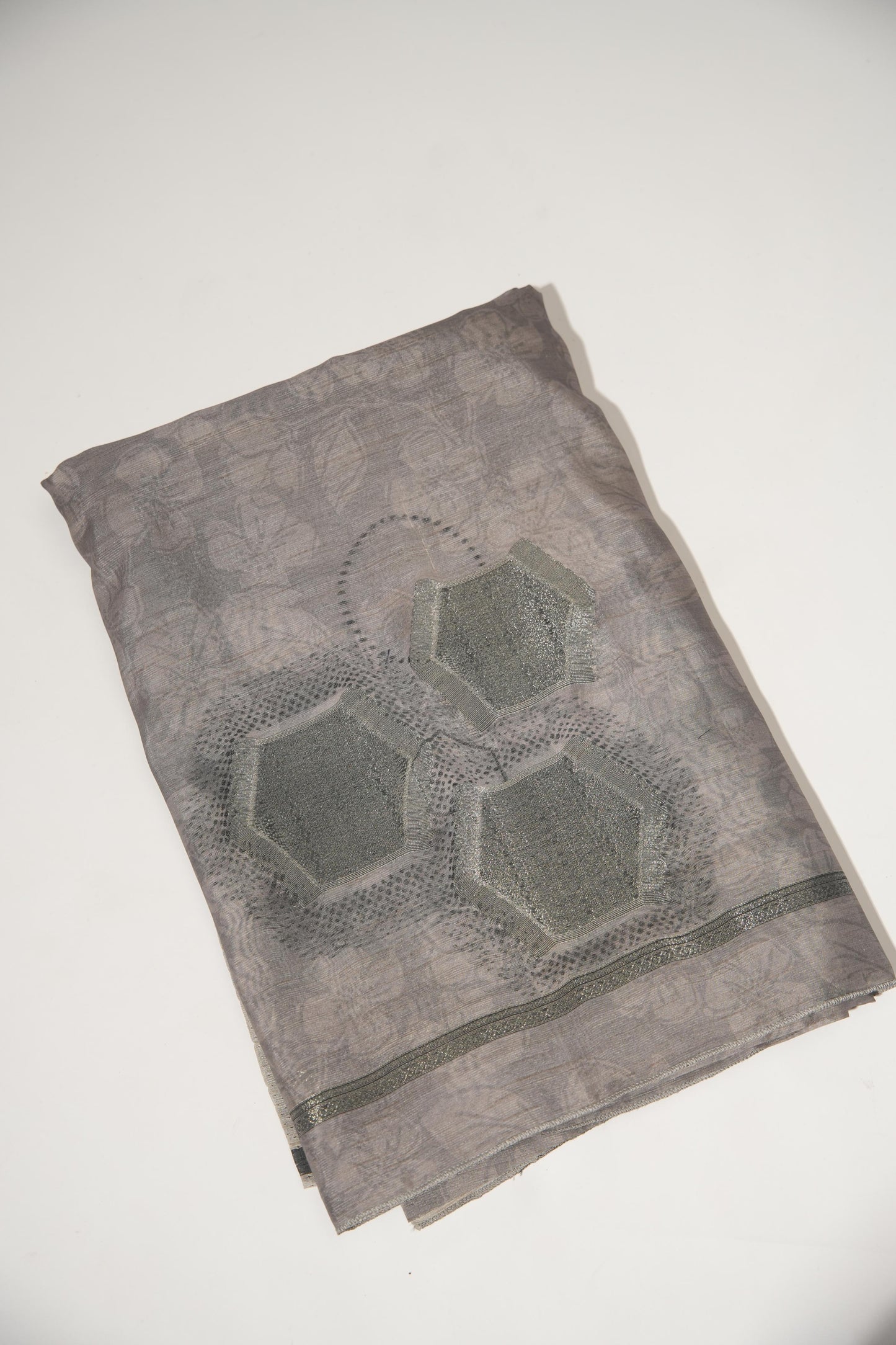 Elite Grey Tussar Silk Unstitched Suit Set