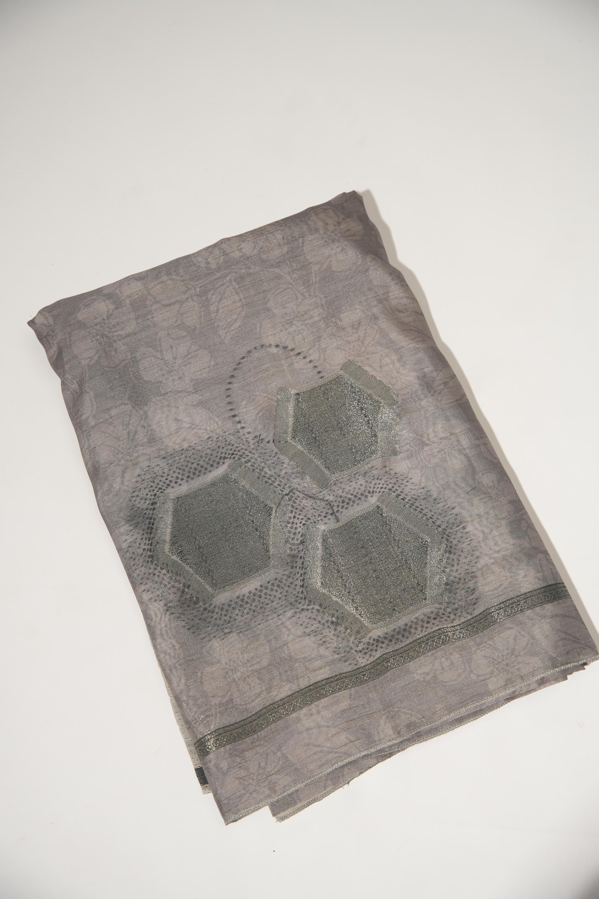 Elite Grey Tussar Silk Unstitched Suit Set