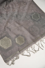 Elite Grey Tussar Silk Unstitched Suit Set