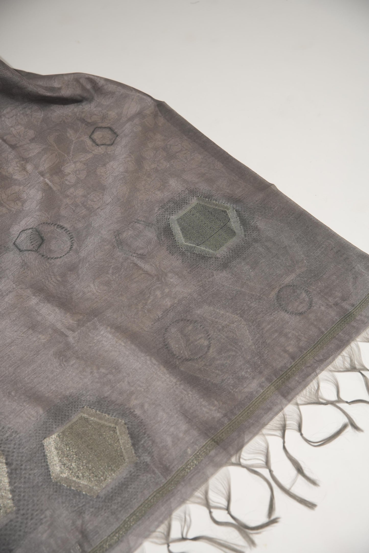 Elite Grey Tussar Silk Unstitched Suit Set