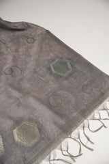Elite Grey Tussar Silk Unstitched Suit Set