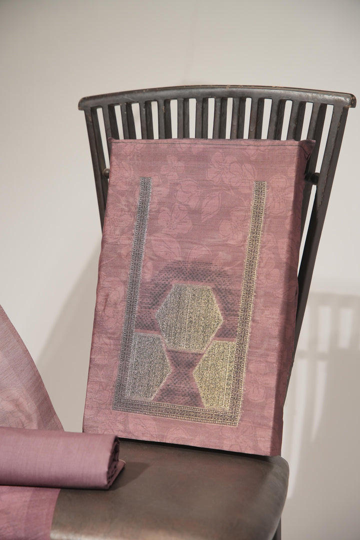 Elite Weave Pink Tussar Silk Unstitched Suit Set