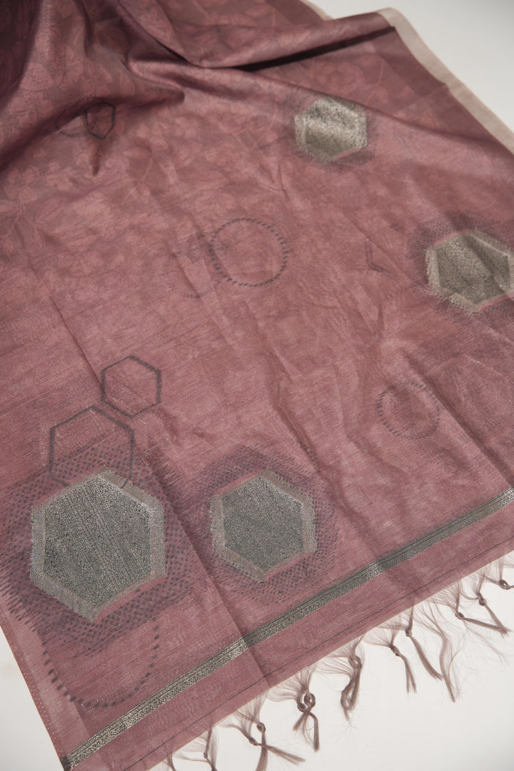 Elite Weave Pink Tussar Silk Unstitched Suit Set