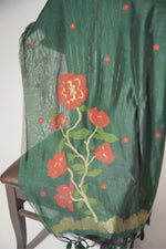 Load image into Gallery viewer, Elite Weave Dark Green Muga Cotton Unstitched Suit Set
