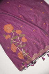 Elite Weave Wine Muga Cotton Unstitched Suit Set