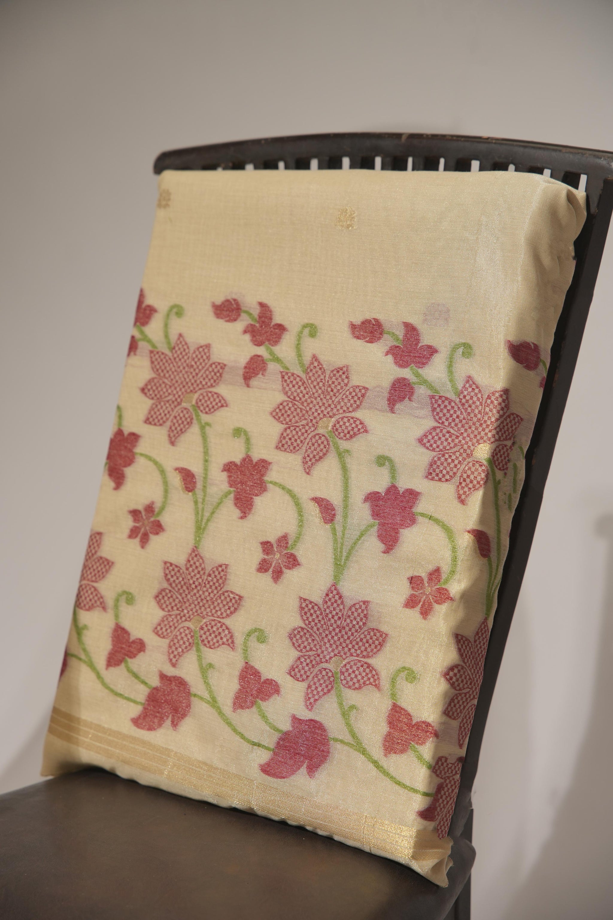 Pastel Petals Beige Shimmer Jamdani Unstitched Suit Set