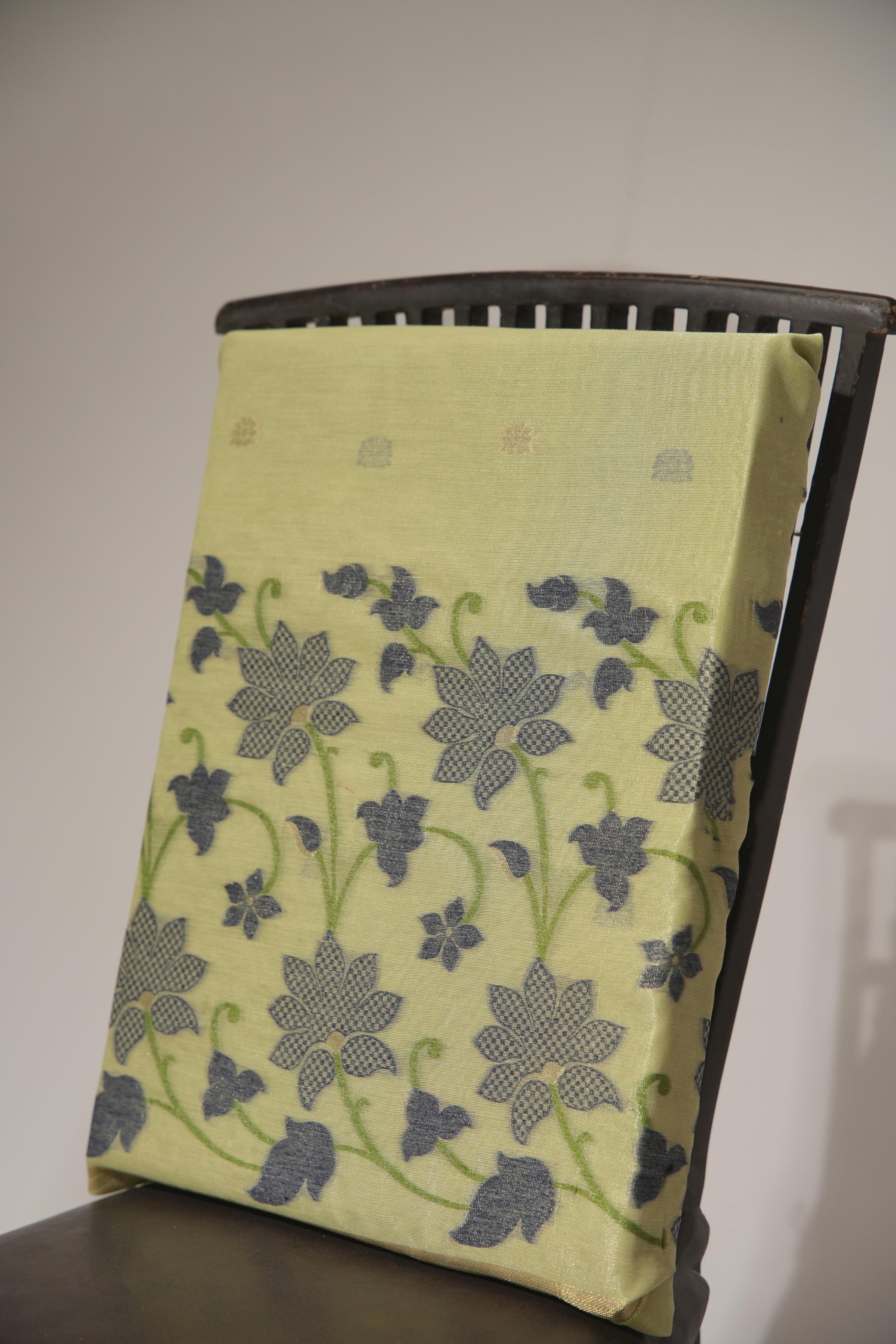 Pastel Petals Pista Green Shimmer Jamdani Unstitched Suit Set