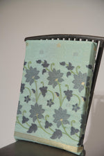 Load image into Gallery viewer, Pastel Petals Sea Green Shimmer Jamdani Unstitched Suit Set
