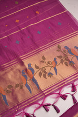 Frost Finch Wine Paithani Muga Cotton Unstitched Suit Set