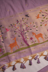 Atelier Lavender Muga Cotton Pichwai Handwork Unstitched Suit Set