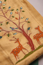 Load image into Gallery viewer, Atelier Yellow Muga Cotton Pichwai Handwork Unstitched Suit Set