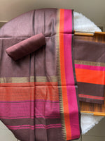 Load image into Gallery viewer, Regal Weaves Brown Viscose Cotton Unstitched Suit Set
