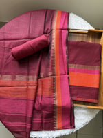 Load image into Gallery viewer, Regal Weaves Maroon Viscose Cotton Unstitched Suit Set
