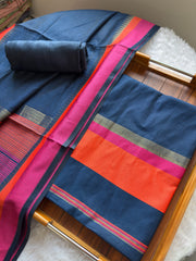 Regal Weaves Navy Blue Viscose Cotton Unstitched Suit Set