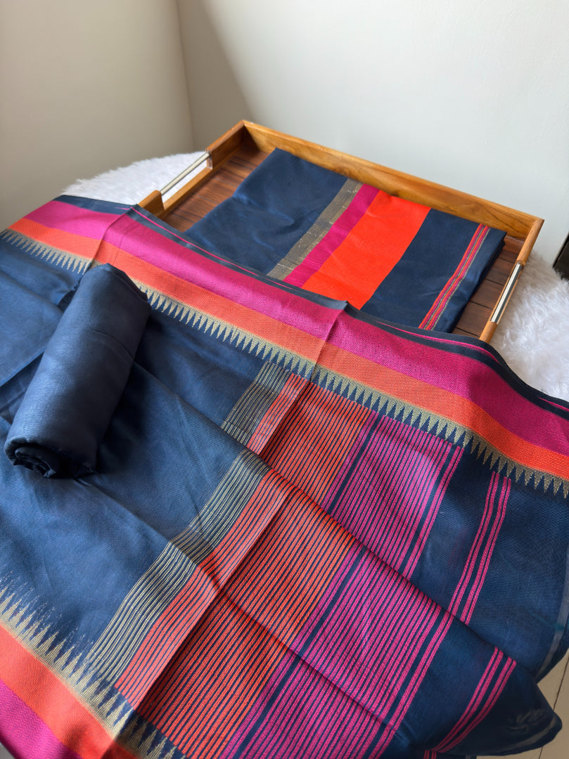 Regal Weaves Navy Blue Viscose Cotton Unstitched Suit Set