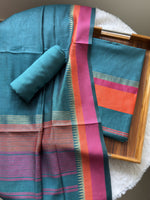 Load image into Gallery viewer, Regal Weaves Teal Viscose Cotton Unstitched Suit Set
