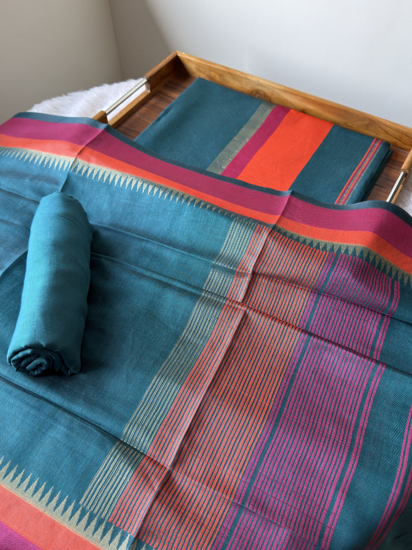 Regal Weaves Teal Viscose Cotton Unstitched Suit Set