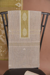 Minimal Mood Beige & Green Cotton Linen Unstitched Suit Set