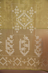Minimal Mood Beige & Green Cotton Linen Unstitched Suit Set