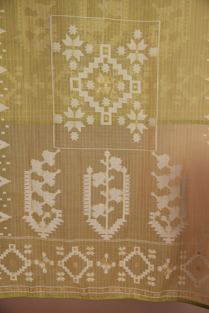 Minimal Mood Beige & Green Linen Unstitched Suit Set