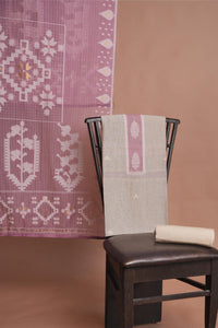 Minimal Mood Beige & Lavender Cotton Linen Unstitched Suit Set