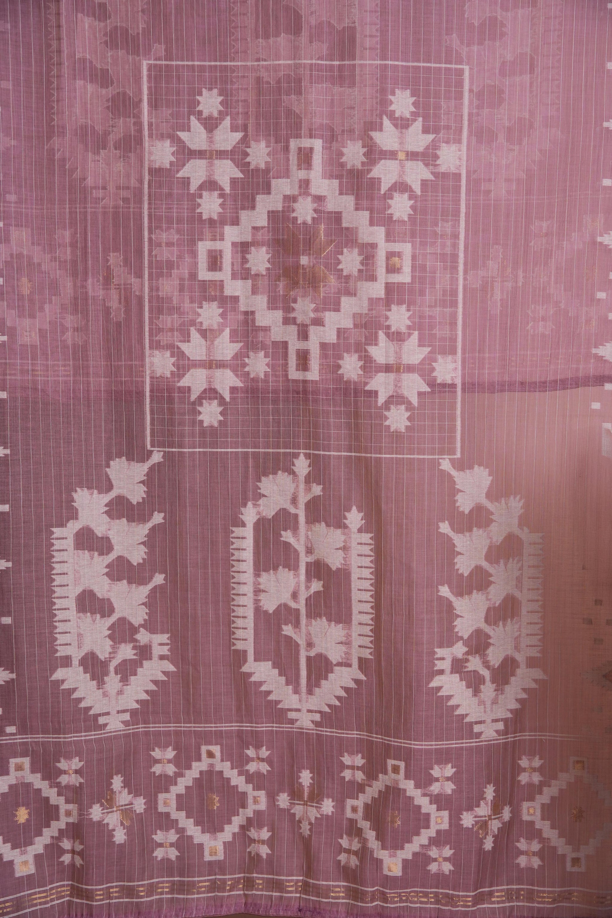 Minimal Mood Beige & Lavender Cotton Linen Unstitched Suit Set