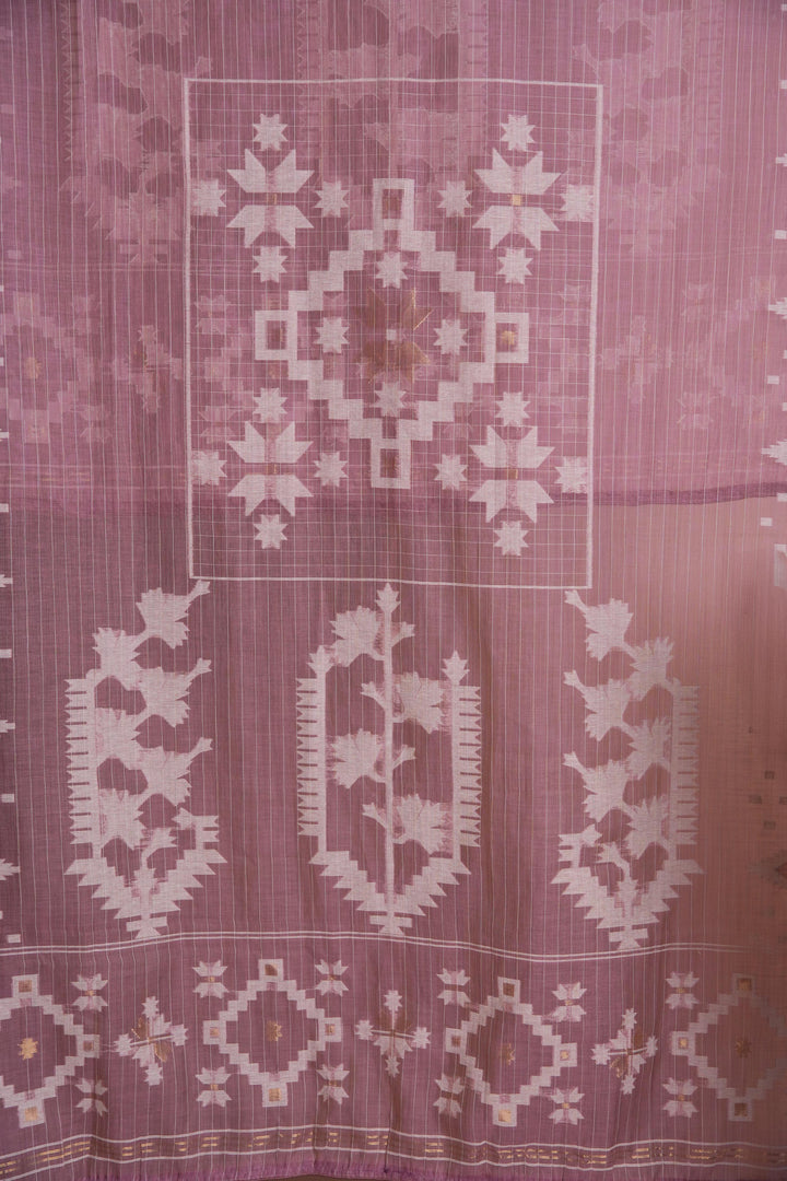 Minimal Mood Beige & Lavender Linen Unstitched Suit Set