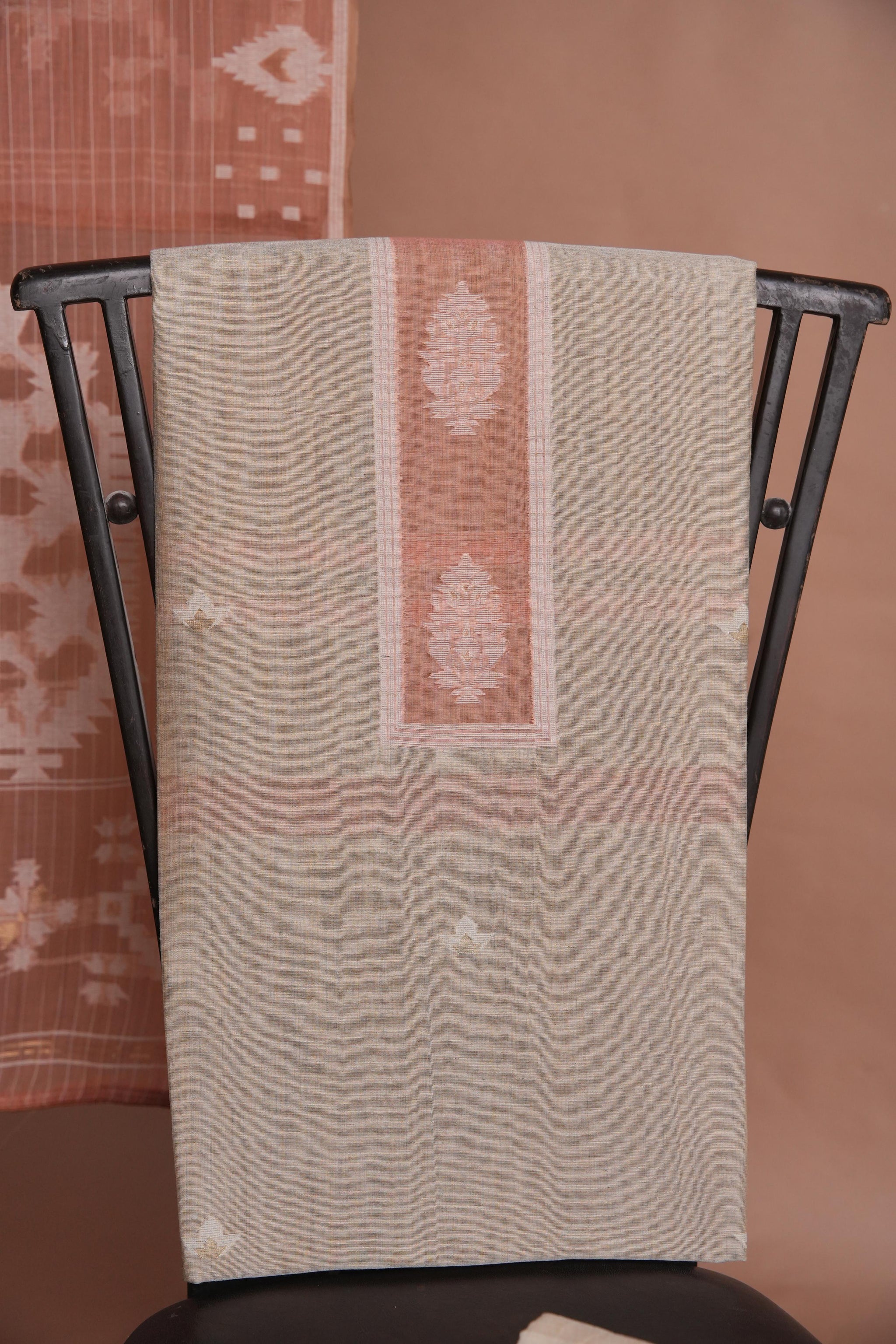 Minimal Mood Beige & Peach Cotton Linen Unstitched Suit Set