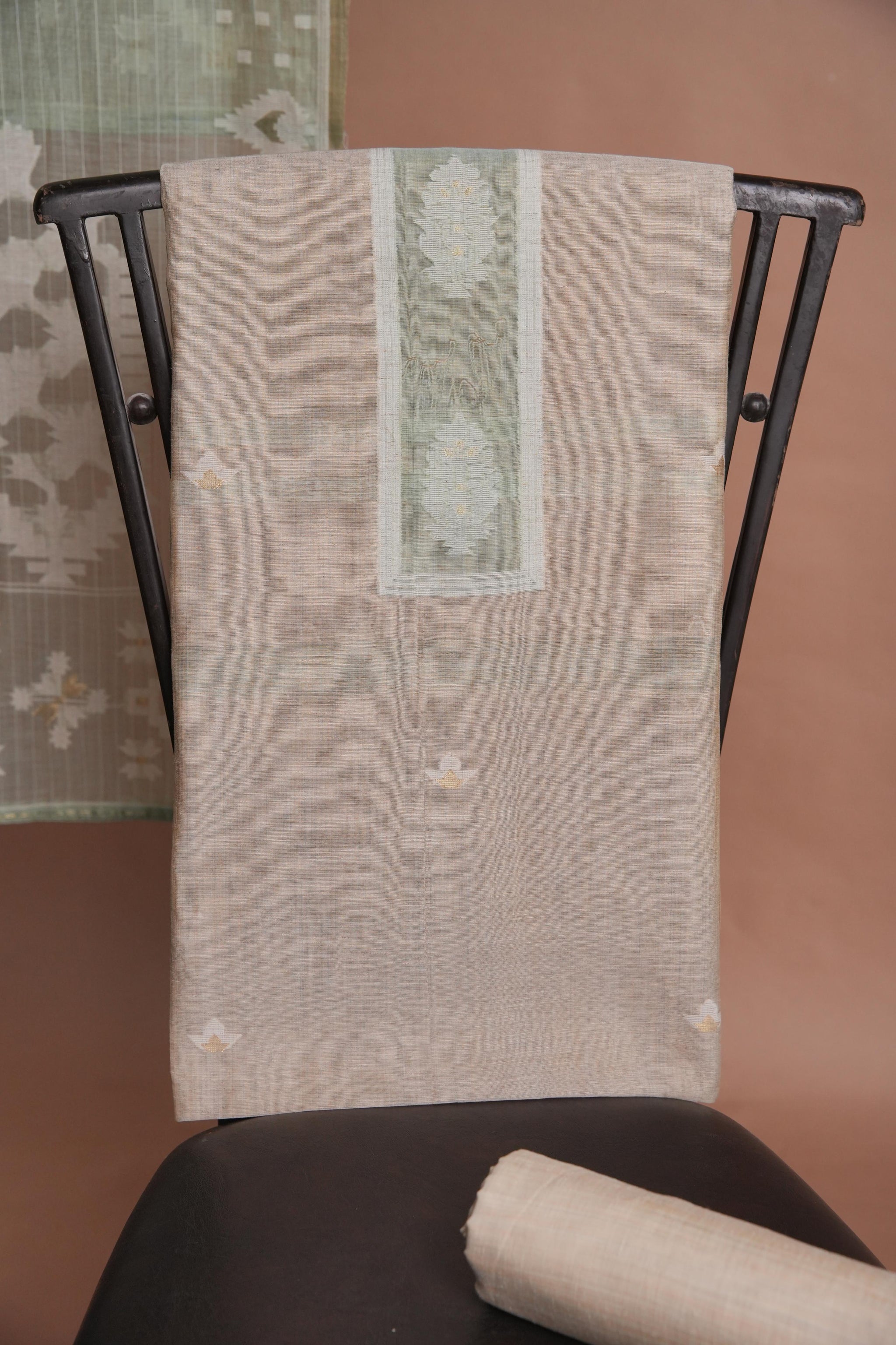 Minimal Mood Beige & Sea Green Cotton Linen Unstitched Suit Set