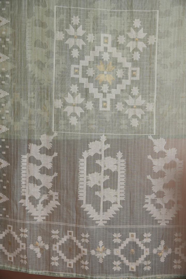 Minimal Mood Beige & Sea Green Linen Unstitched Suit Set