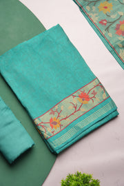 Sable Turquoise Green Viscose Jacquard Unstitched Suit Set