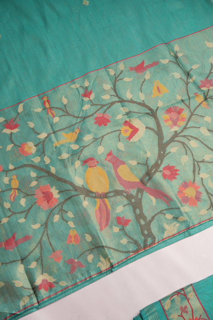 Sable Turquoise Green Viscose Jacquard Unstitched Suit Set