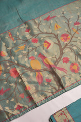 Sable Teal Viscose Jacquard Unstitched Suit Set