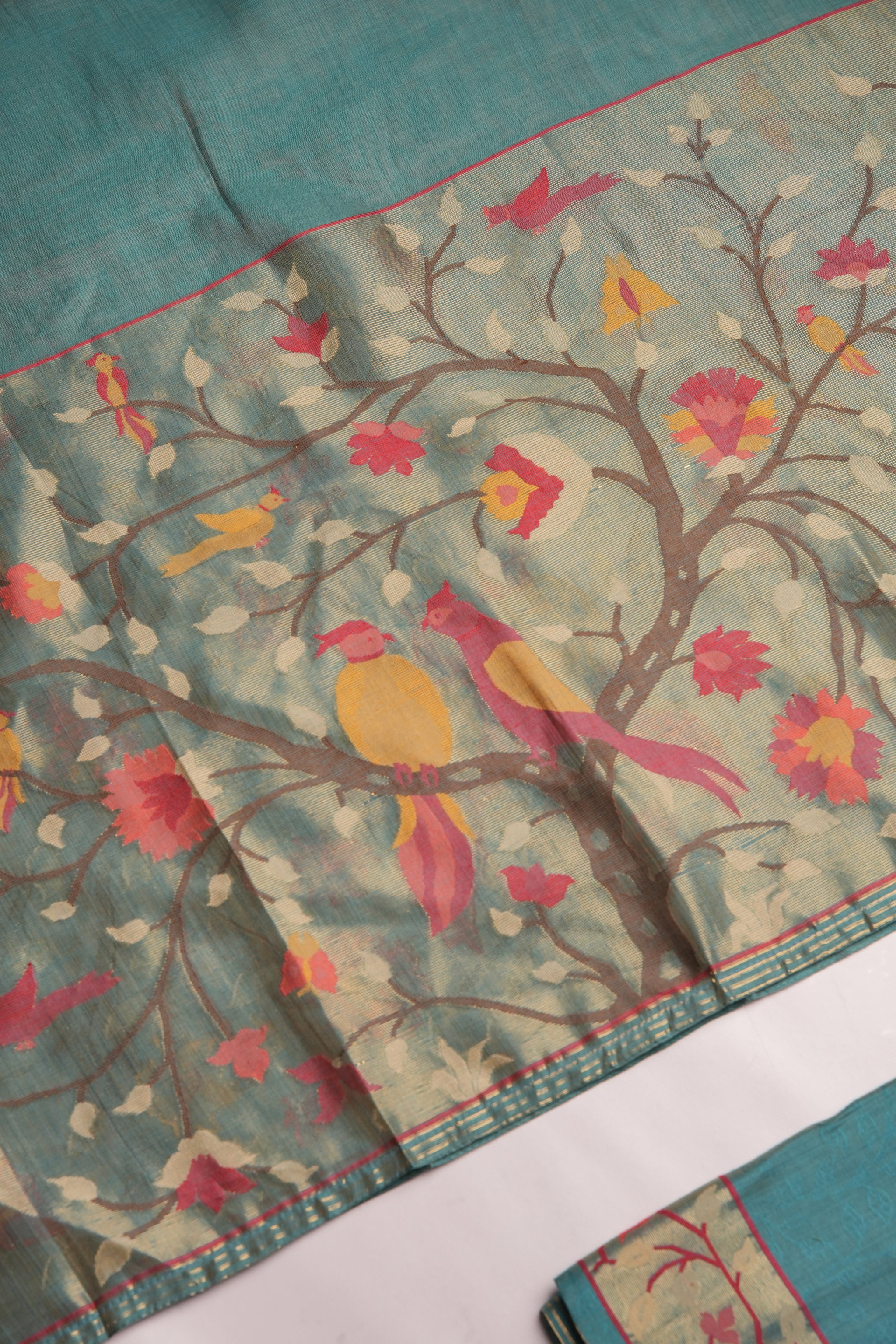 Sable Teal Viscose Jacquard Unstitched Suit Set