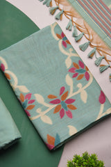 Floral Hush Light Blue Muga Cotton Unstitched Suit Set