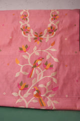 Floral Hush Pink Muga Cotton Unstitched Suit Set