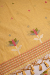 Floral Hush Yellow Muga Cotton Unstitched Suit Set