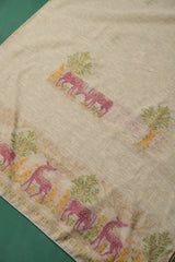 Linen Aura Beige Cotton Linen Unstitched Suit Set