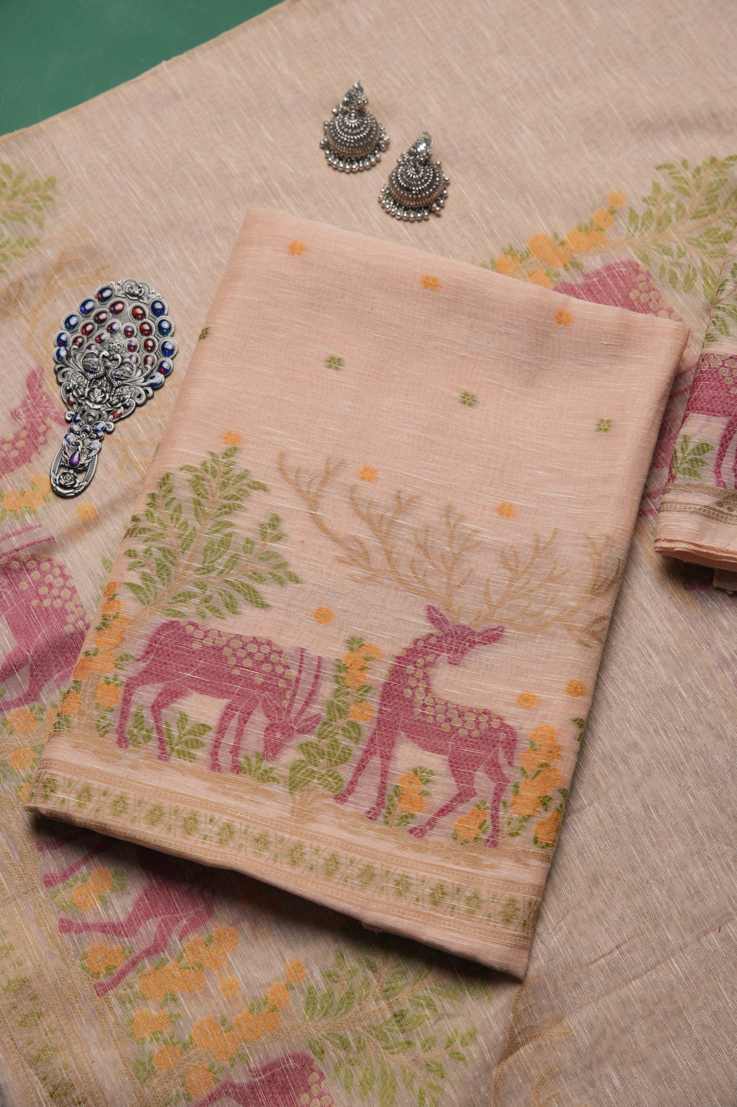 Linen Aura Pink Cotton Linen Unstitched Suit Set