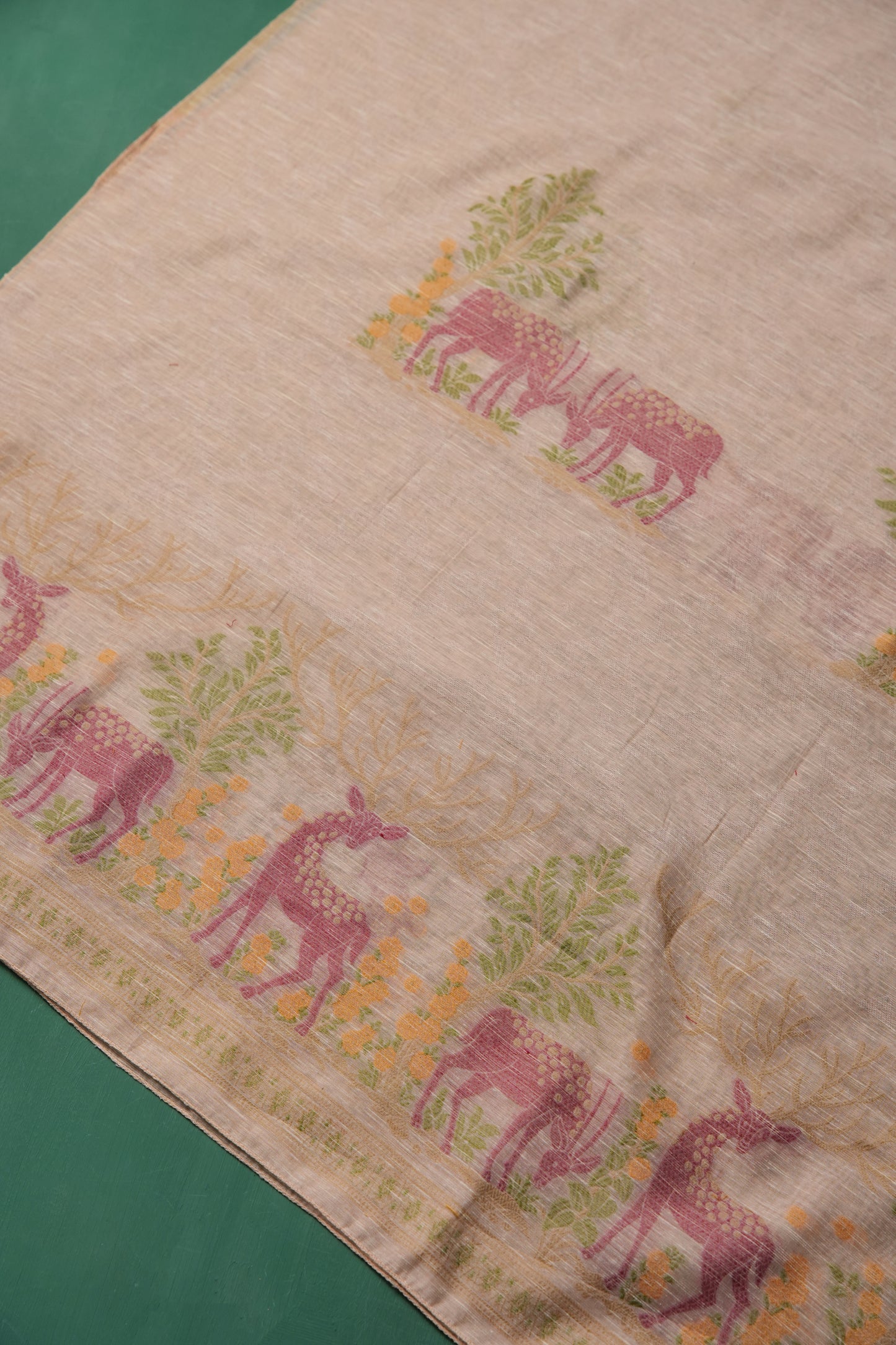 Linen Aura Pink Cotton Linen Unstitched Suit Set